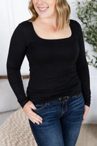 Alyssa Long Sleeve Top- Black-Dear Me Southern Boutique, located in DeRidder, Louisiana