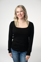 Alyssa Long Sleeve Top - Black-Tops-Dear Me Southern Boutique, located in DeRidder, Louisiana