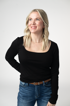 Alyssa Long Sleeve Top - Black-Tops-Dear Me Southern Boutique, located in DeRidder, Louisiana