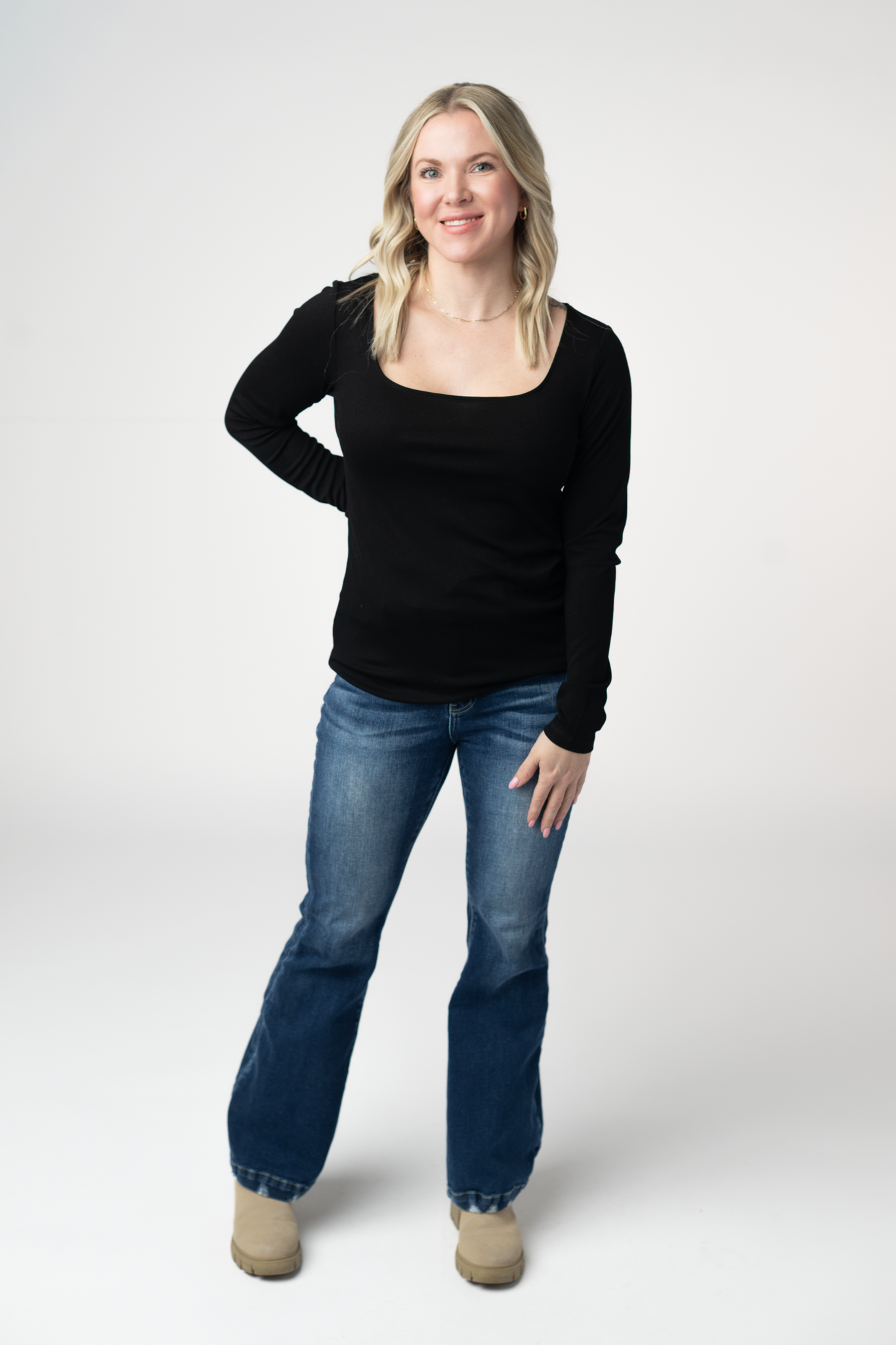 Alyssa Long Sleeve Top - Black-Tops-Dear Me Southern Boutique, located in DeRidder, Louisiana