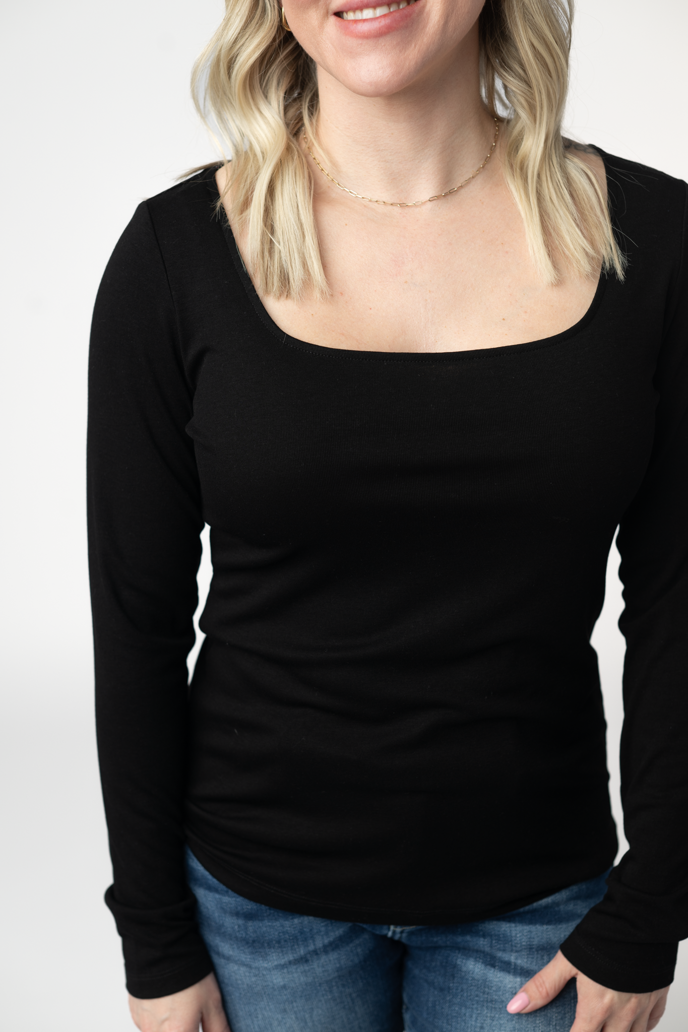 Alyssa Long Sleeve Top - Black-Tops-Dear Me Southern Boutique, located in DeRidder, Louisiana