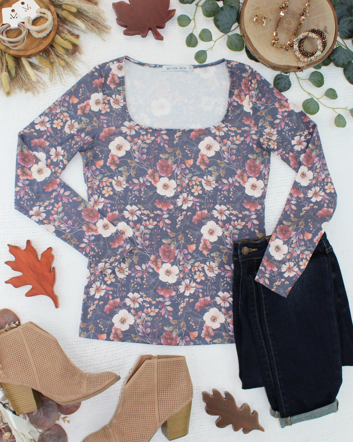Alyssa Long Sleeve Top - Blushwood Floral-Tops-Dear Me Southern Boutique, located in DeRidder, Louisiana