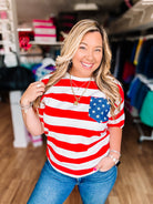 American Flag Pocket Tee-Top-Dear Me Southern Boutique, located in DeRidder, Louisiana