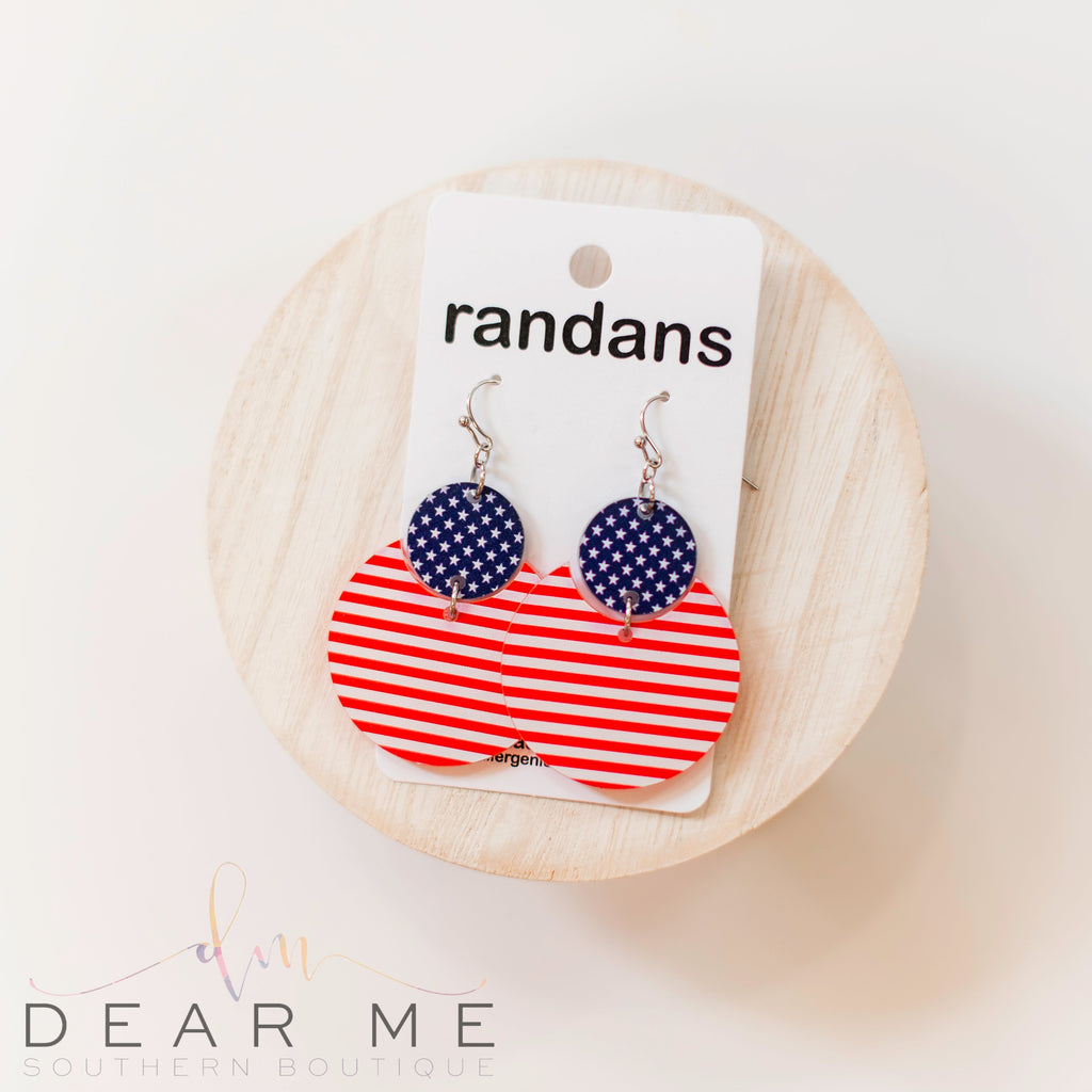American Flag Randans Dangles-Earrings-Dear Me Southern Boutique, located in DeRidder, Louisiana