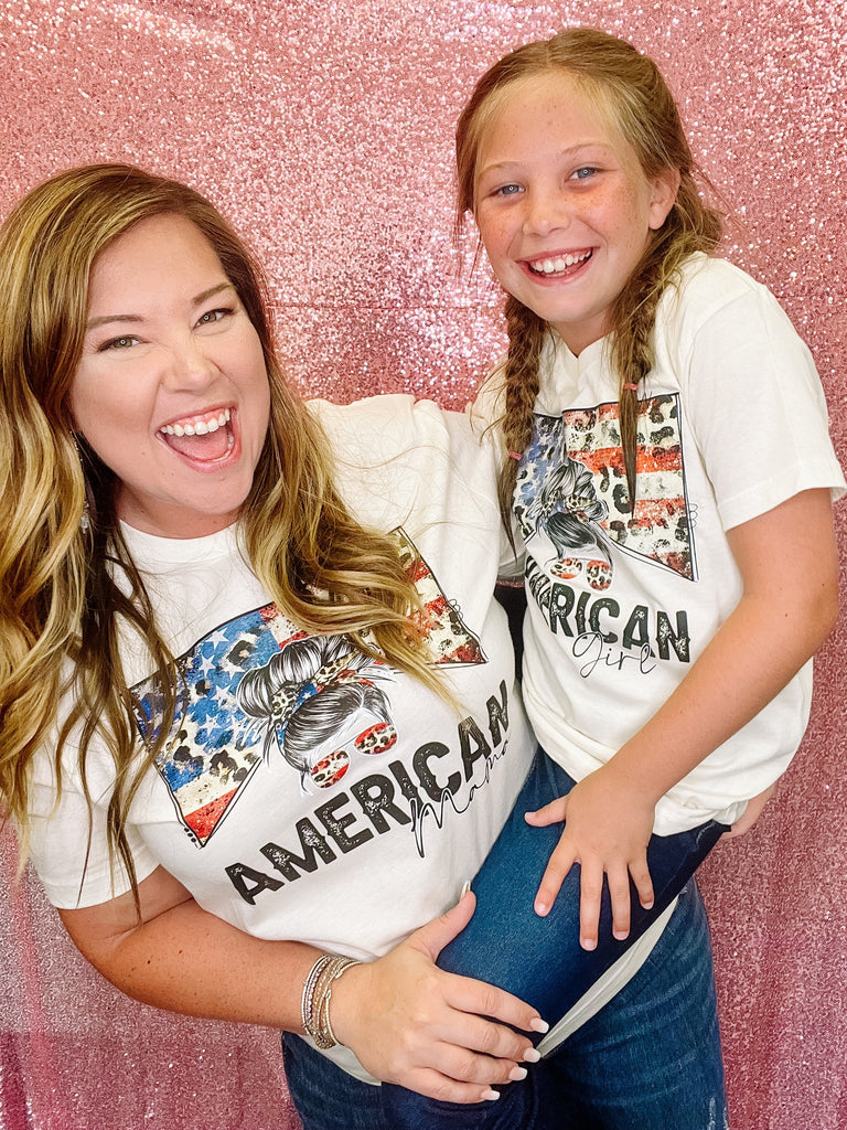 American Mama Tee-Graphic Tee-Dear Me Southern Boutique, located in DeRidder, Louisiana