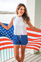 Americana Polka Dot Everyday Shorts-Presales-Dear Me Southern Boutique, located in DeRidder, Louisiana