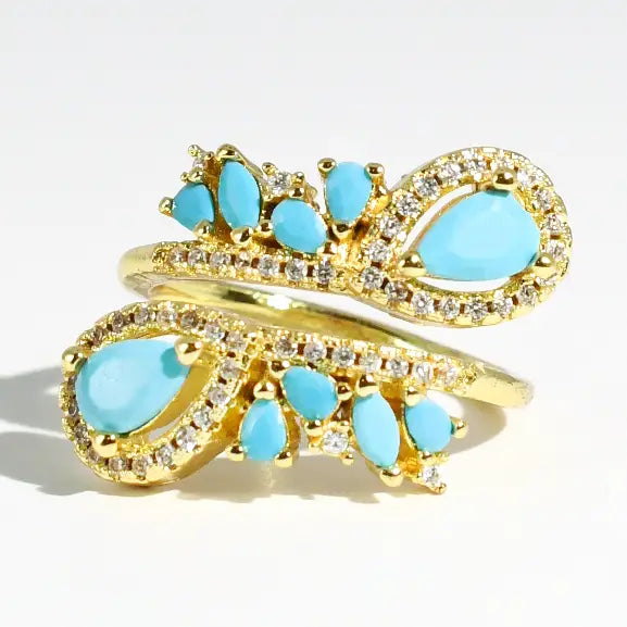 Aqua Bloom Ring-Dear Me Southern Boutique, located in DeRidder, Louisiana