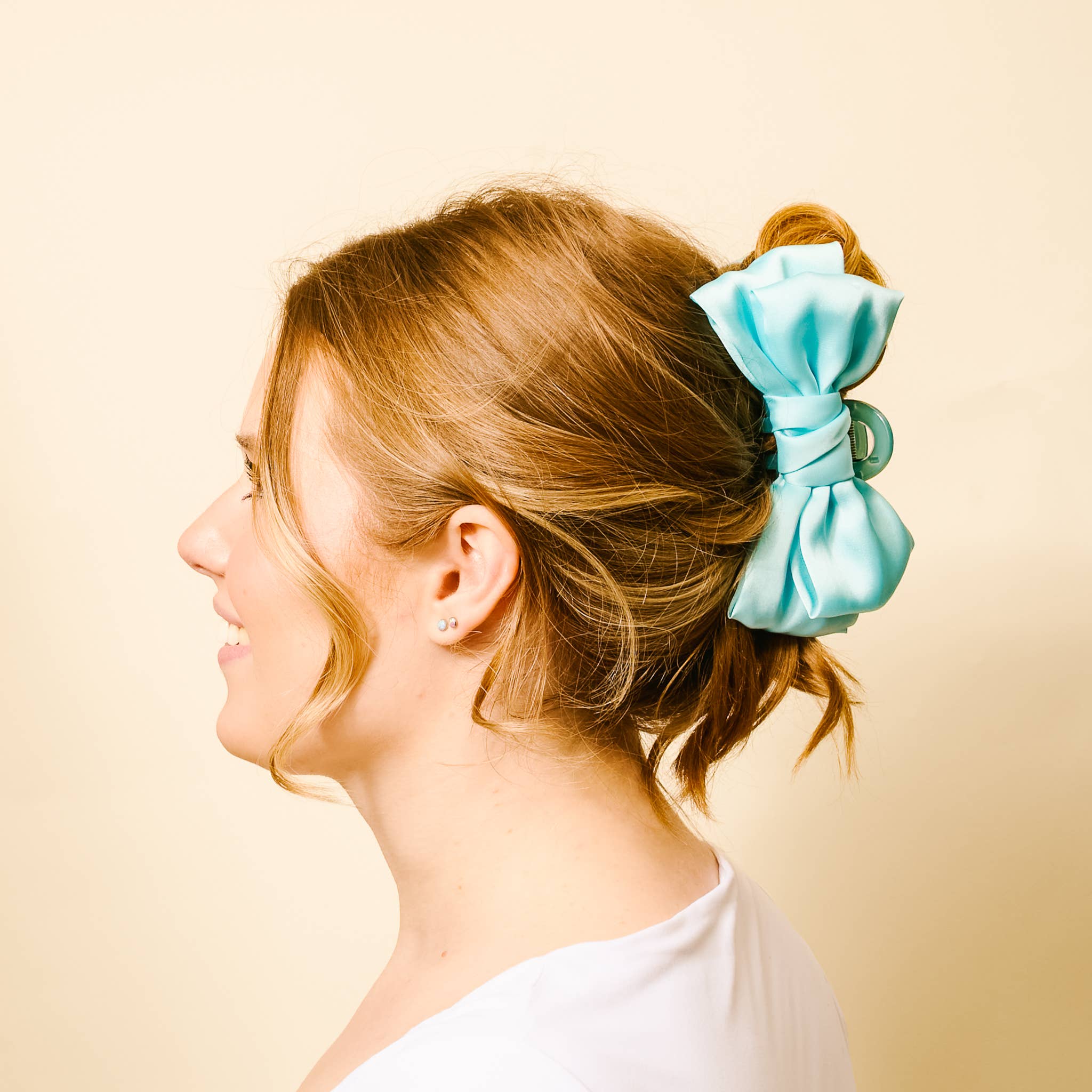 Aqua - Satin Bougie Bow Claw Clip-Hair Clips-Dear Me Southern Boutique, located in DeRidder, Louisiana
