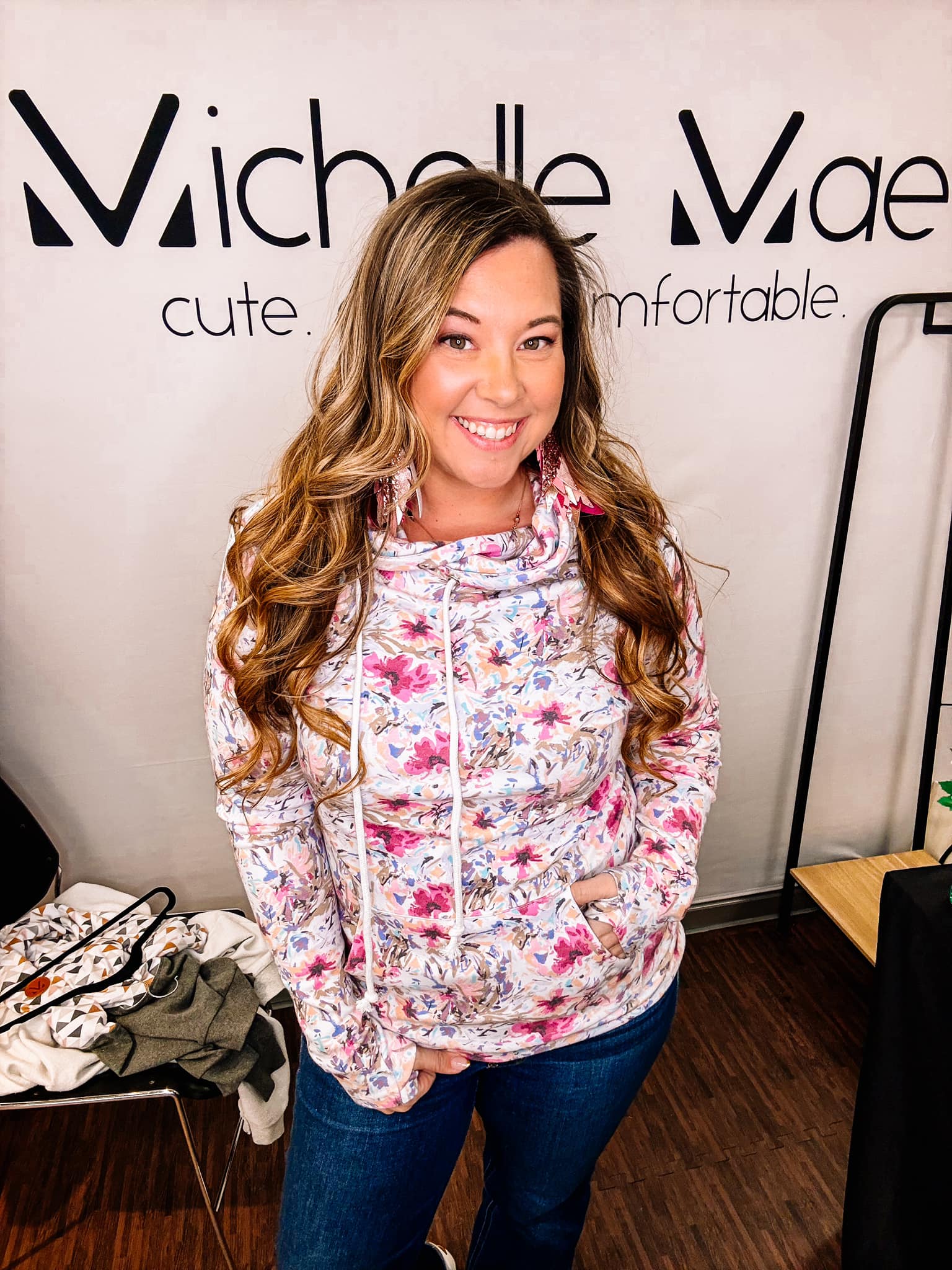 Ashley Floral Hoodie-Sweaters-Dear Me Southern Boutique, located in DeRidder, Louisiana