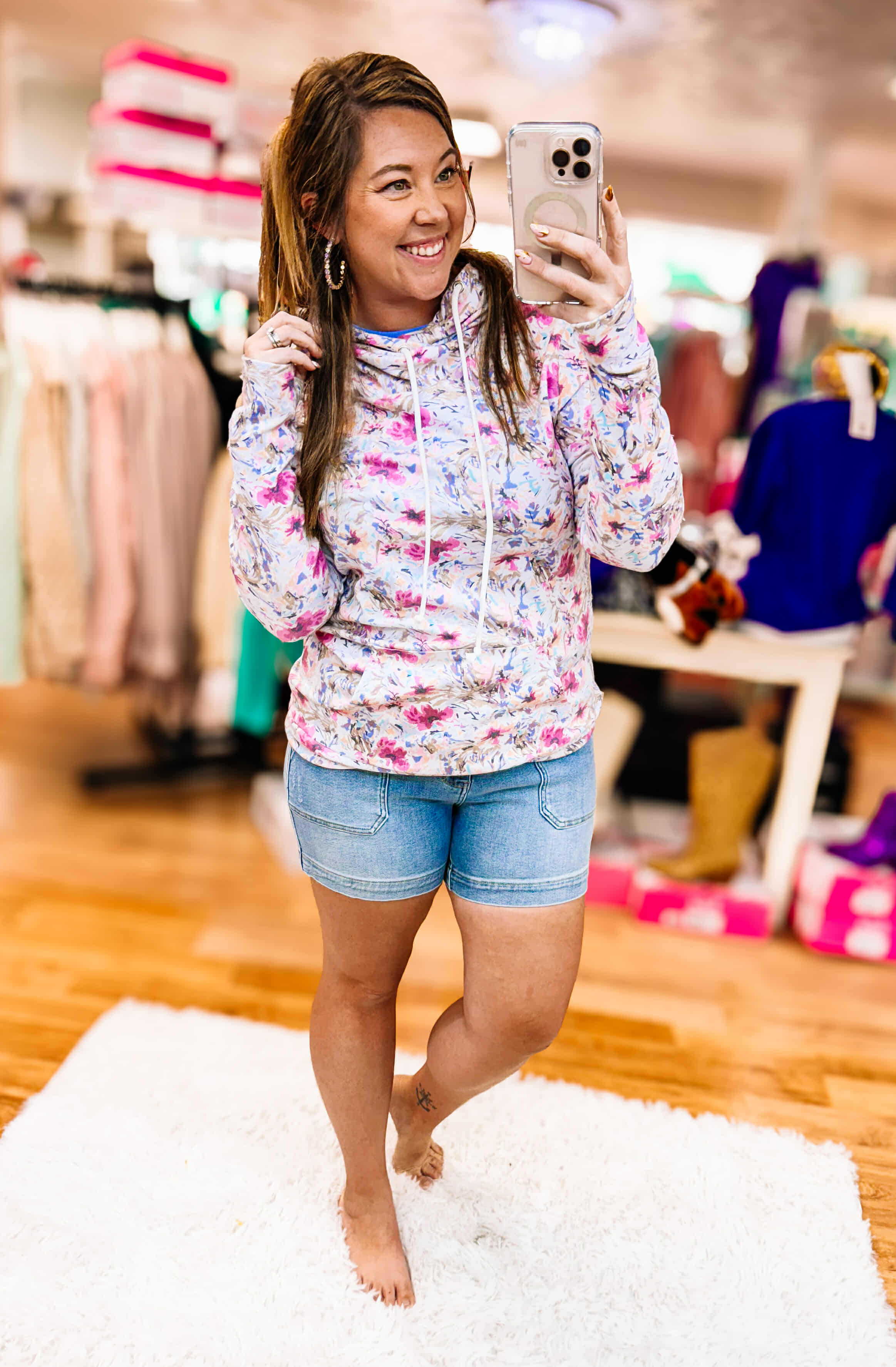 Ashley Floral Hoodie-Sweaters-Dear Me Southern Boutique, located in DeRidder, Louisiana