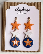 Astros Clay Earrings - Triple Set-Game Day-Dear Me Southern Boutique, located in DeRidder, Louisiana