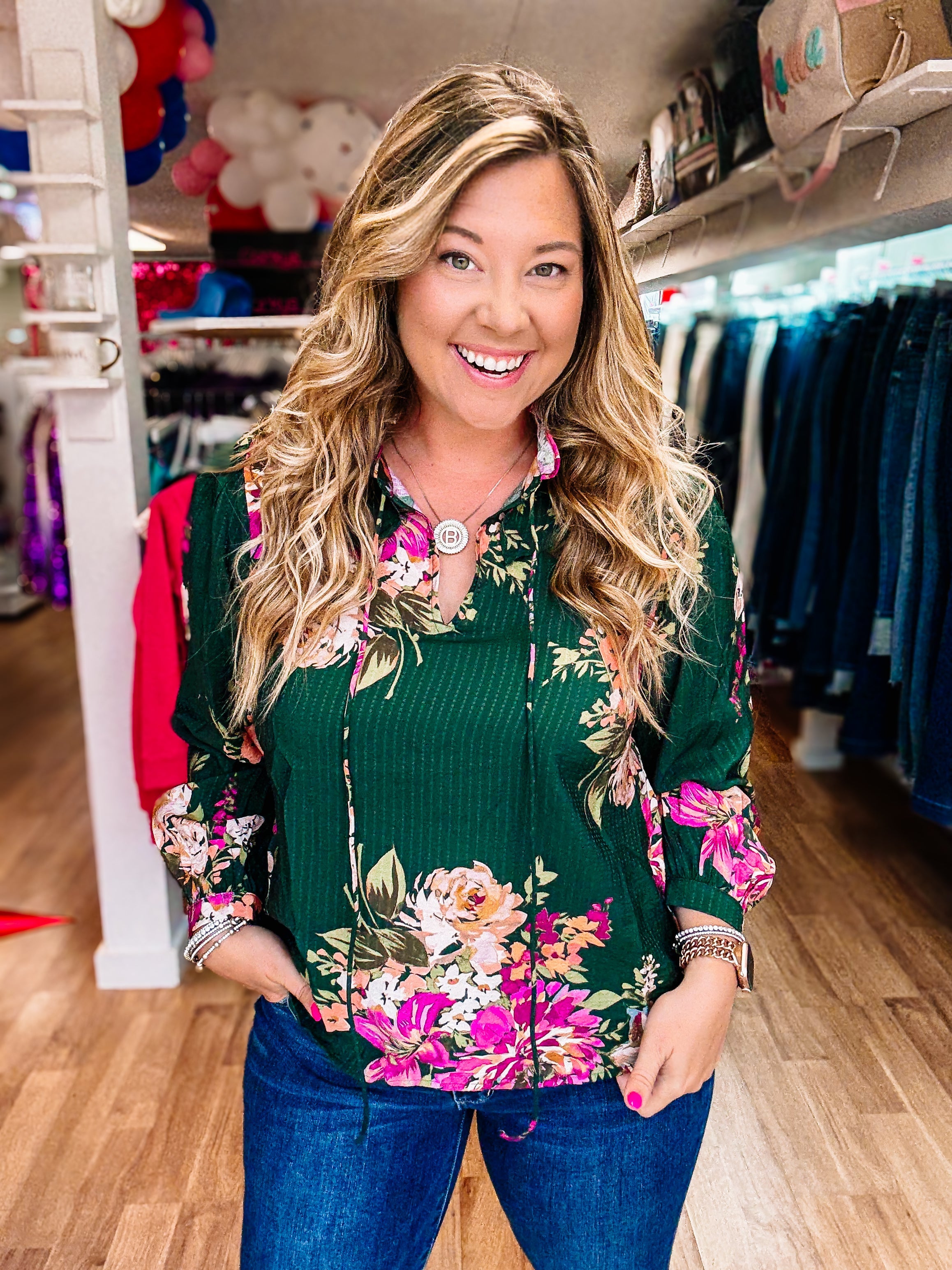 Autumn Gardens Floral Blouse-Blouses-Dear Me Southern Boutique, located in DeRidder, Louisiana