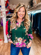Autumn Gardens Floral Blouse-Blouses-Dear Me Southern Boutique, located in DeRidder, Louisiana