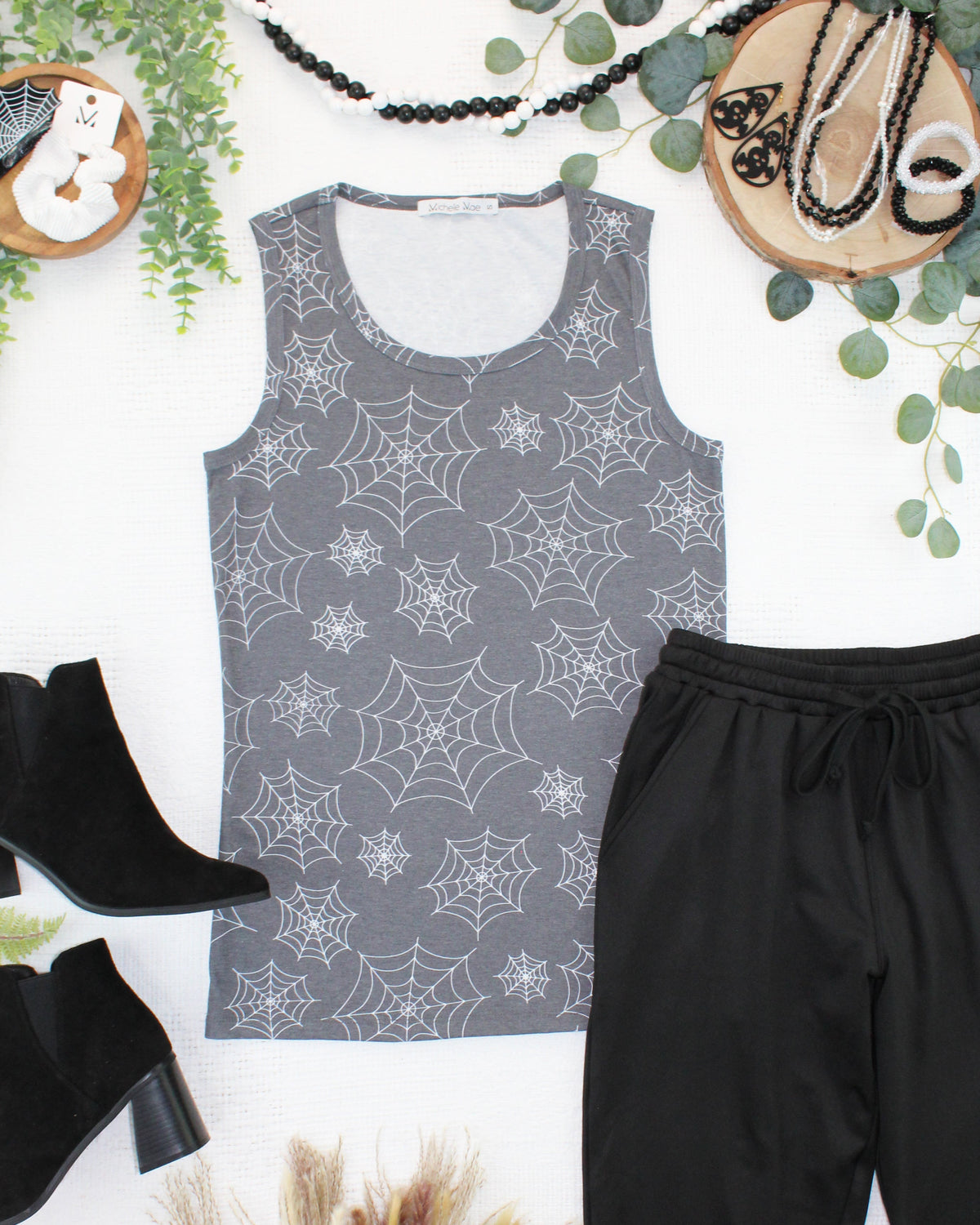 Ava Tank - Faded Black Webs-tank-Dear Me Southern Boutique, located in DeRidder, Louisiana
