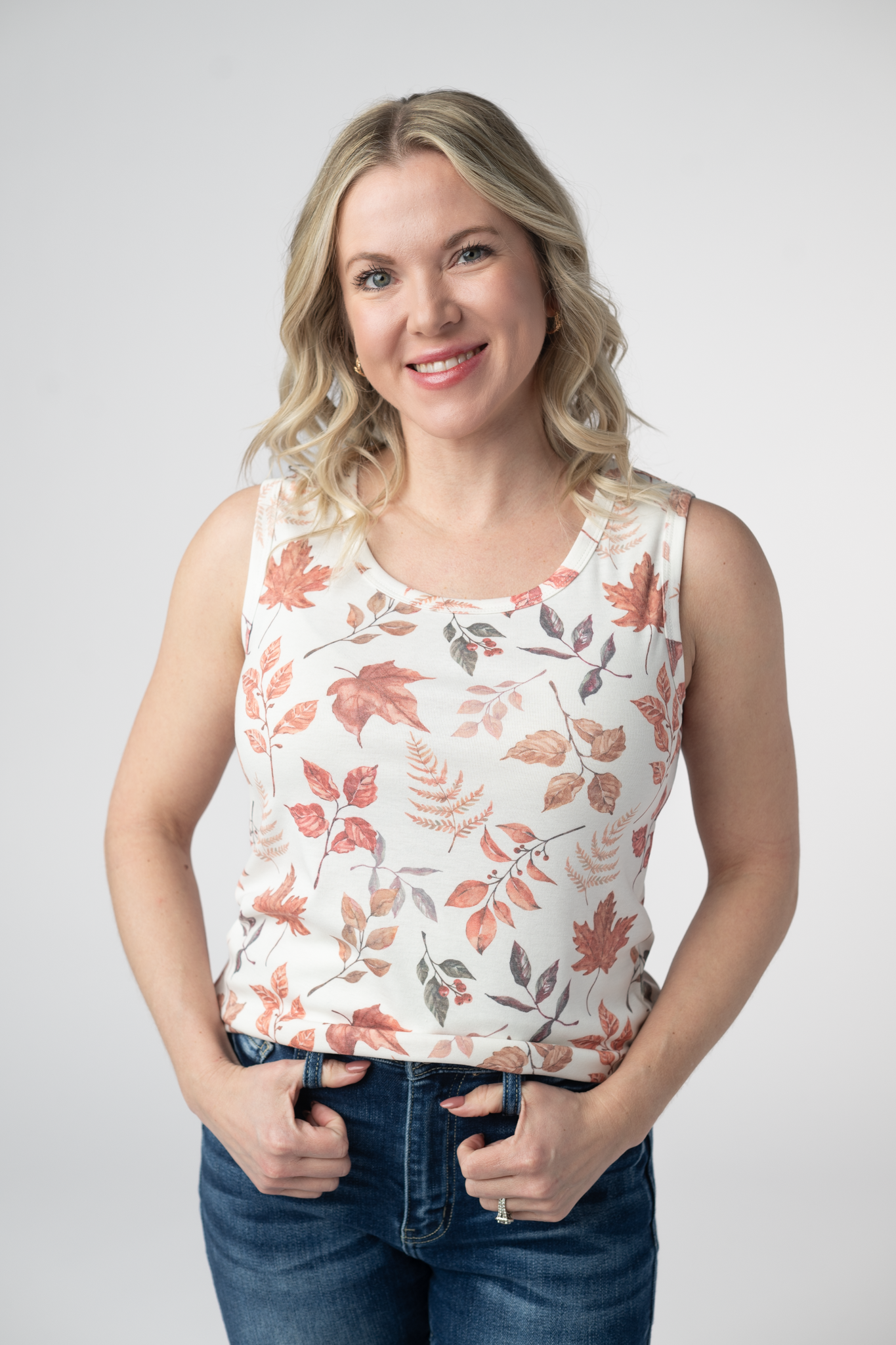 Ava Tank - Harvest Leaves-tank-Dear Me Southern Boutique, located in DeRidder, Louisiana