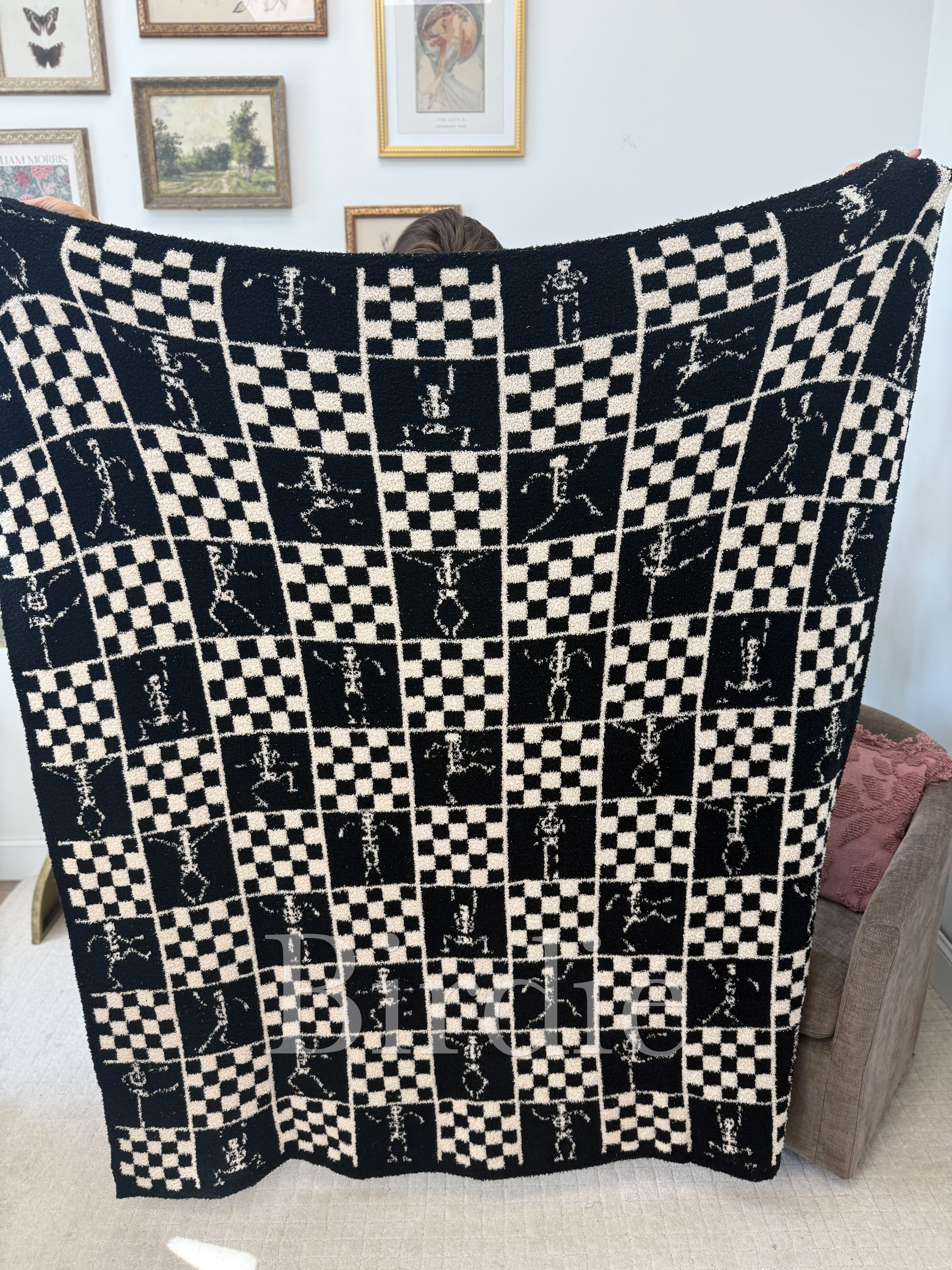 BIRDIE Boo Board Checkered Blanket-Presales-Dear Me Southern Boutique, located in DeRidder, Louisiana