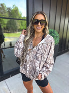 BIRDIE Dark Camo Quarter Zip Pullover-Presales-Dear Me Southern Boutique, located in DeRidder, Louisiana