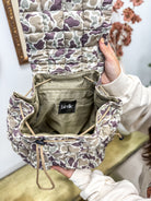 BIRDIE Duck Camo Quilted Backpack-Presales-Dear Me Southern Boutique, located in DeRidder, Louisiana