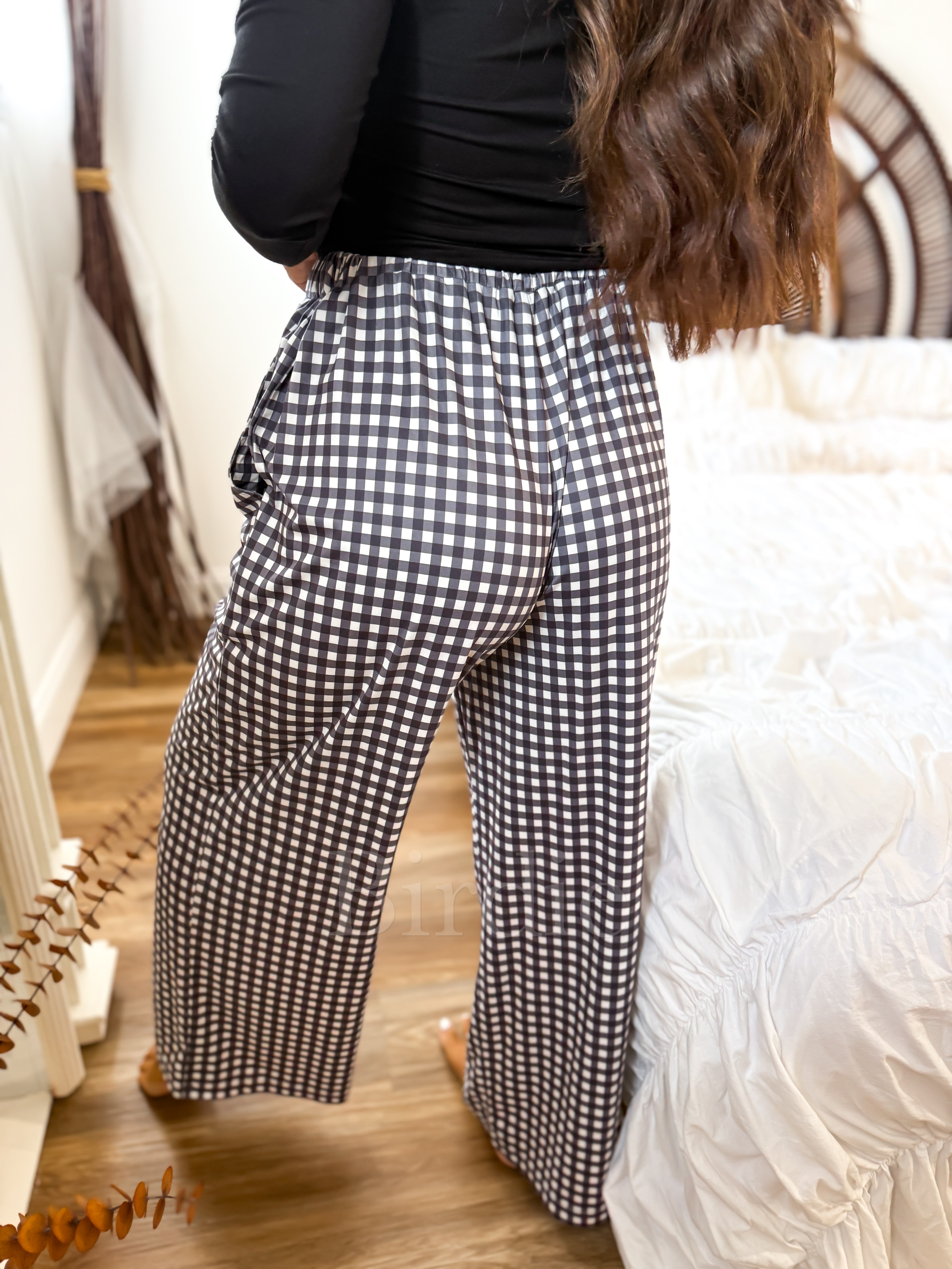 BIRDIE Stretchy Lounge Pants 2.0 in Darling Checkered-Presales-Dear Me Southern Boutique, located in DeRidder, Louisiana