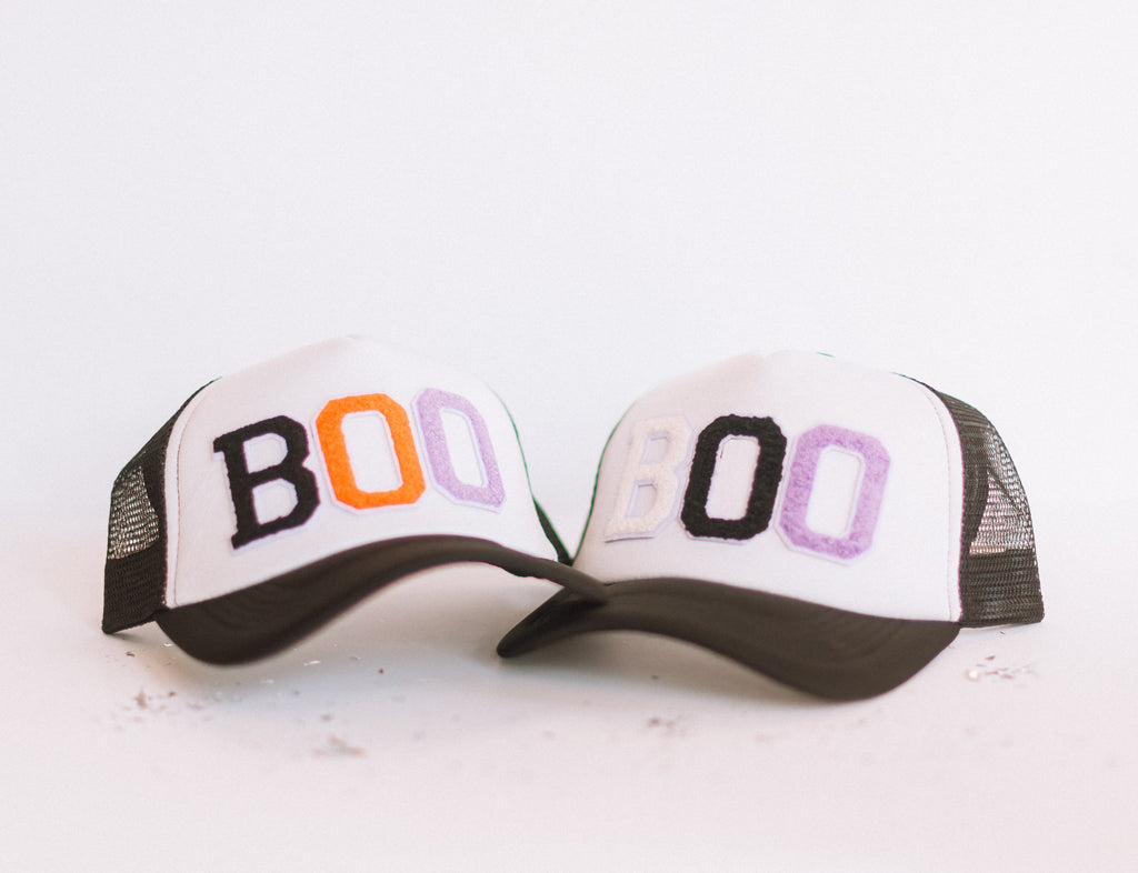 BOO Trucker Hat-Hats-Dear Me Southern Boutique, located in DeRidder, Louisiana