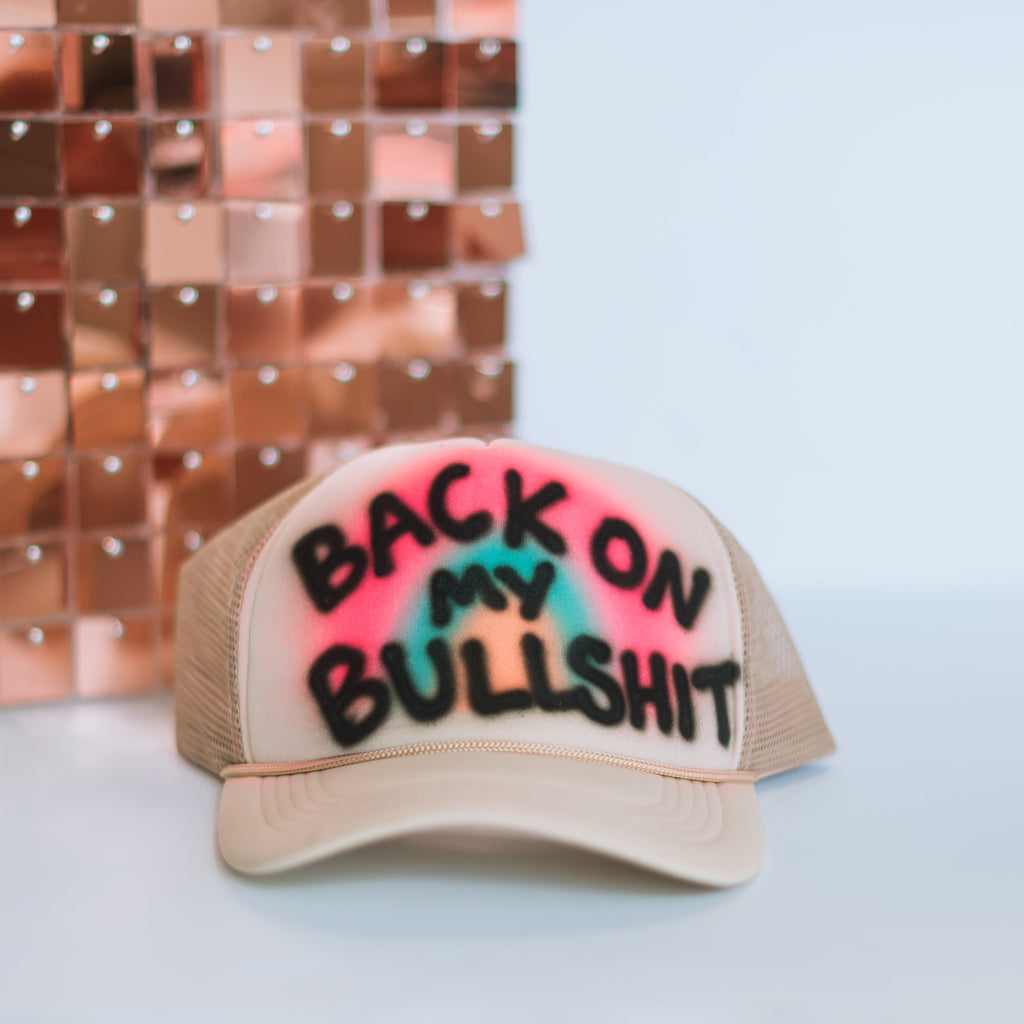 "Back On My Bullsh*t" Trucker Hat-Athletic Hats-Dear Me Southern Boutique, located in DeRidder, Louisiana