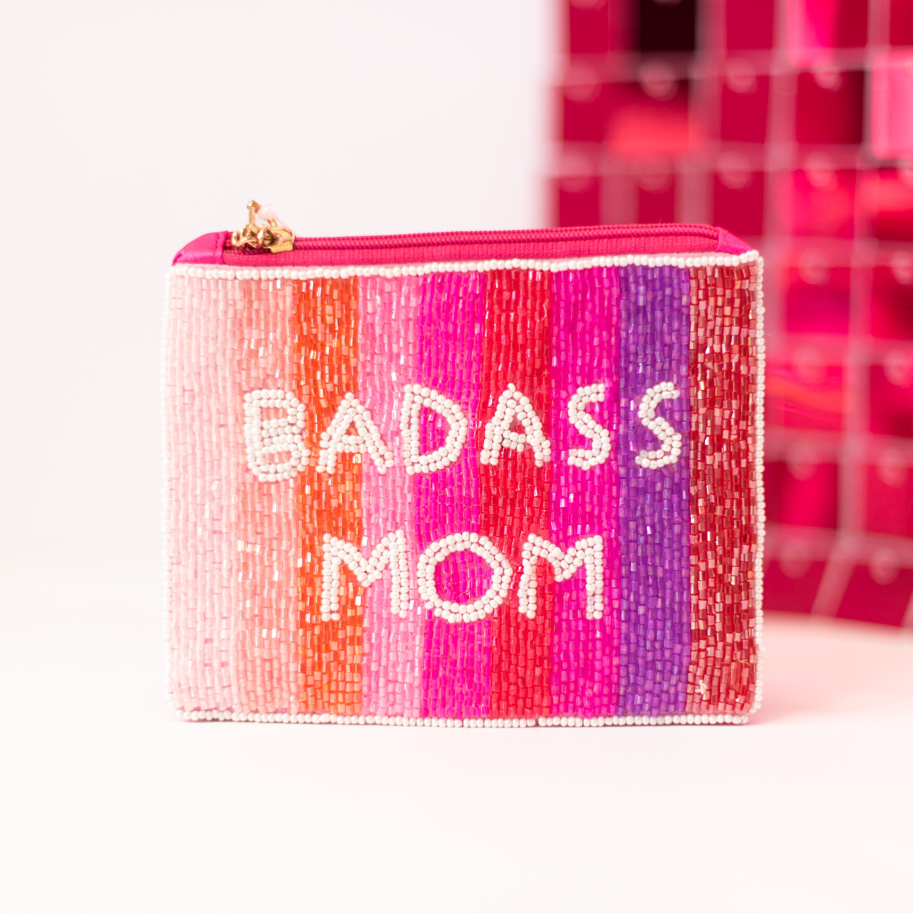 Badass Mom Beaded Coin Purse-Coin Purses-Dear Me Southern Boutique, located in DeRidder, Louisiana