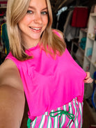 Banks Basic Lettuce Tank- Pink-Tanks/Bodysuits-Dear Me Southern Boutique, located in DeRidder, Louisiana