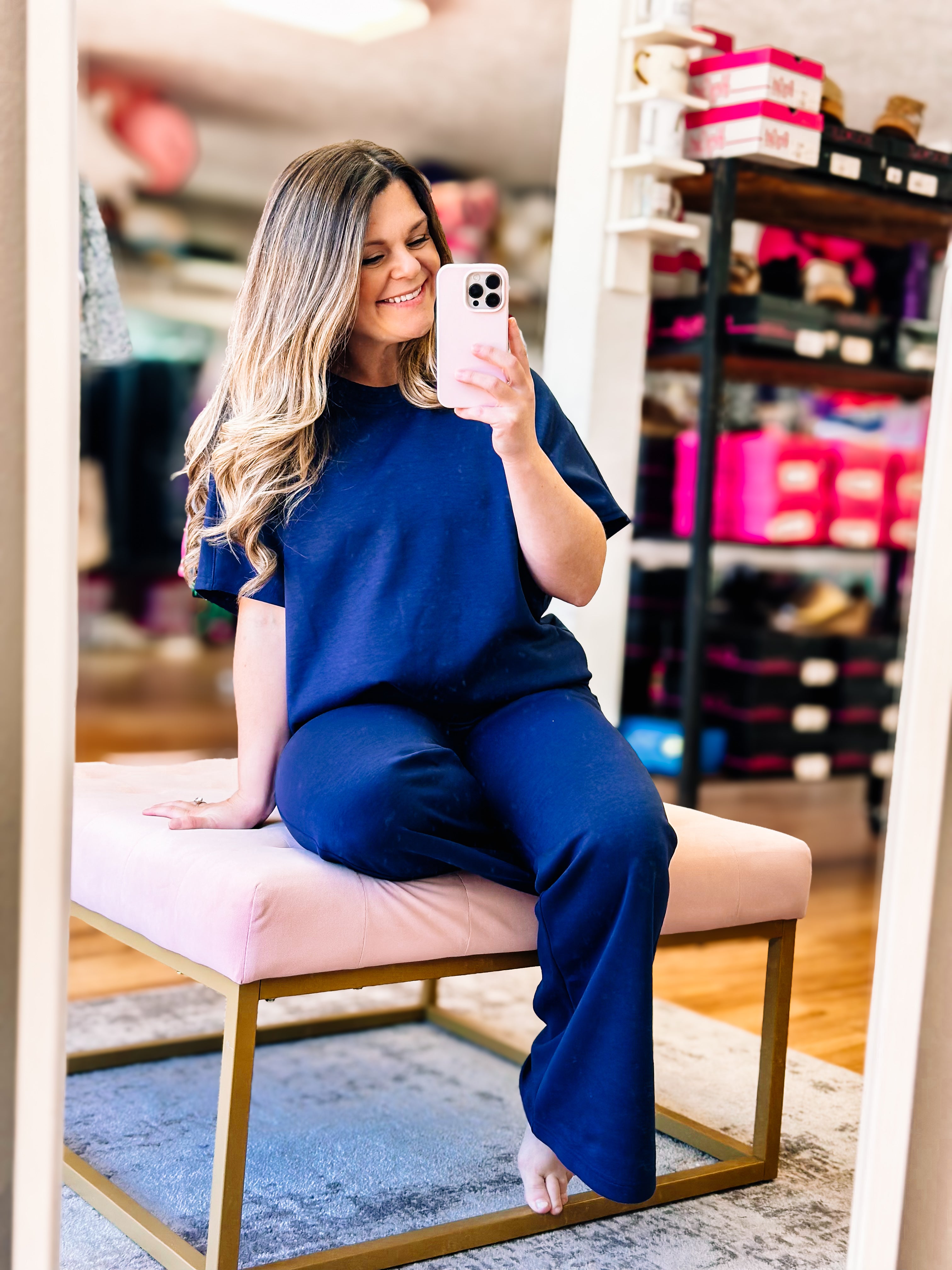 Barely There Lounge Set - Navy-Dear Me Southern Boutique, located in DeRidder, Louisiana