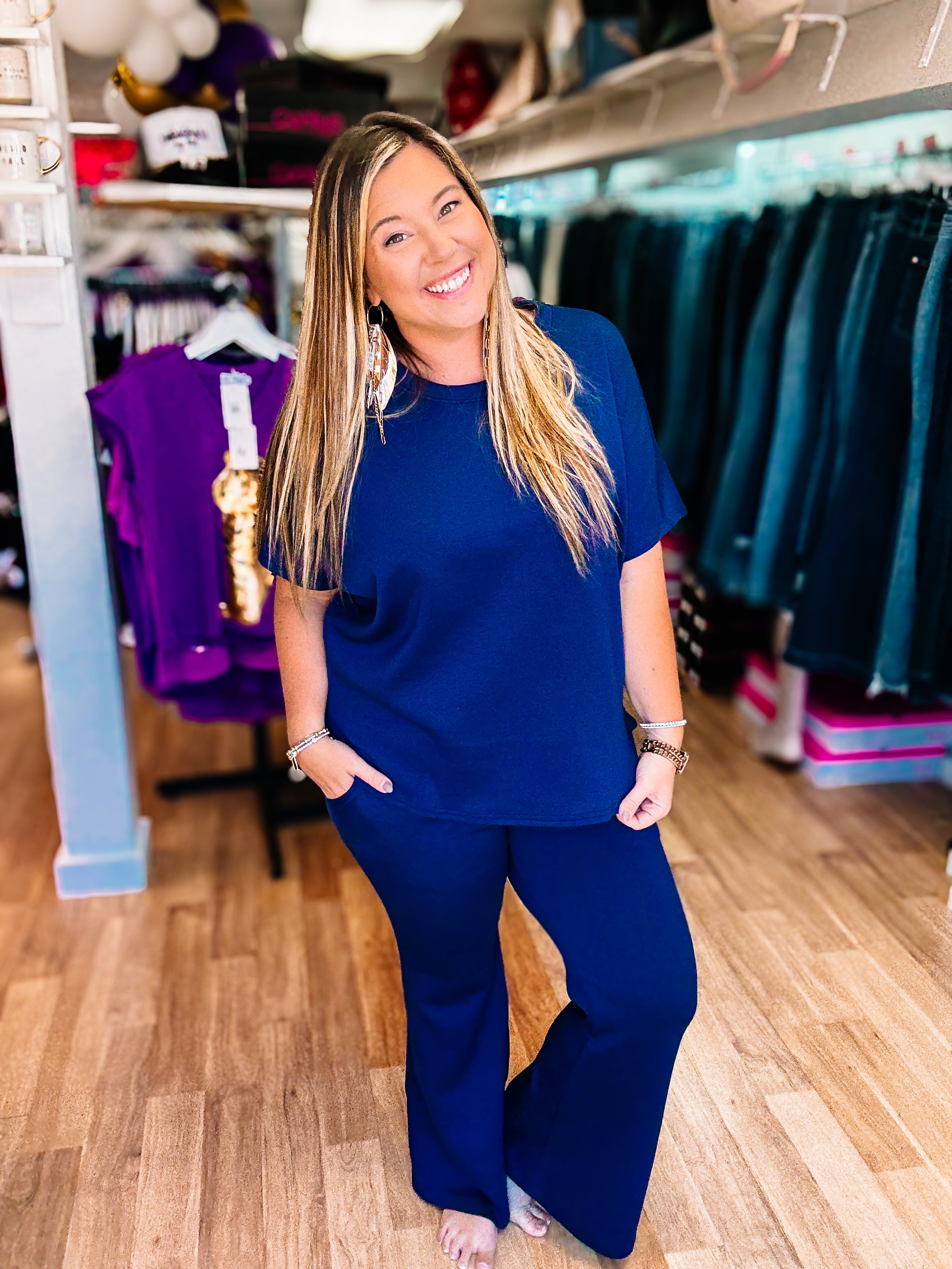 Barely There Lounge Set - Navy-Dear Me Southern Boutique, located in DeRidder, Louisiana