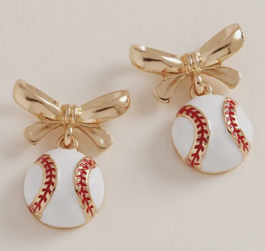 Baseball Dangle Earrings-Earrings-Dear Me Southern Boutique, located in DeRidder, Louisiana