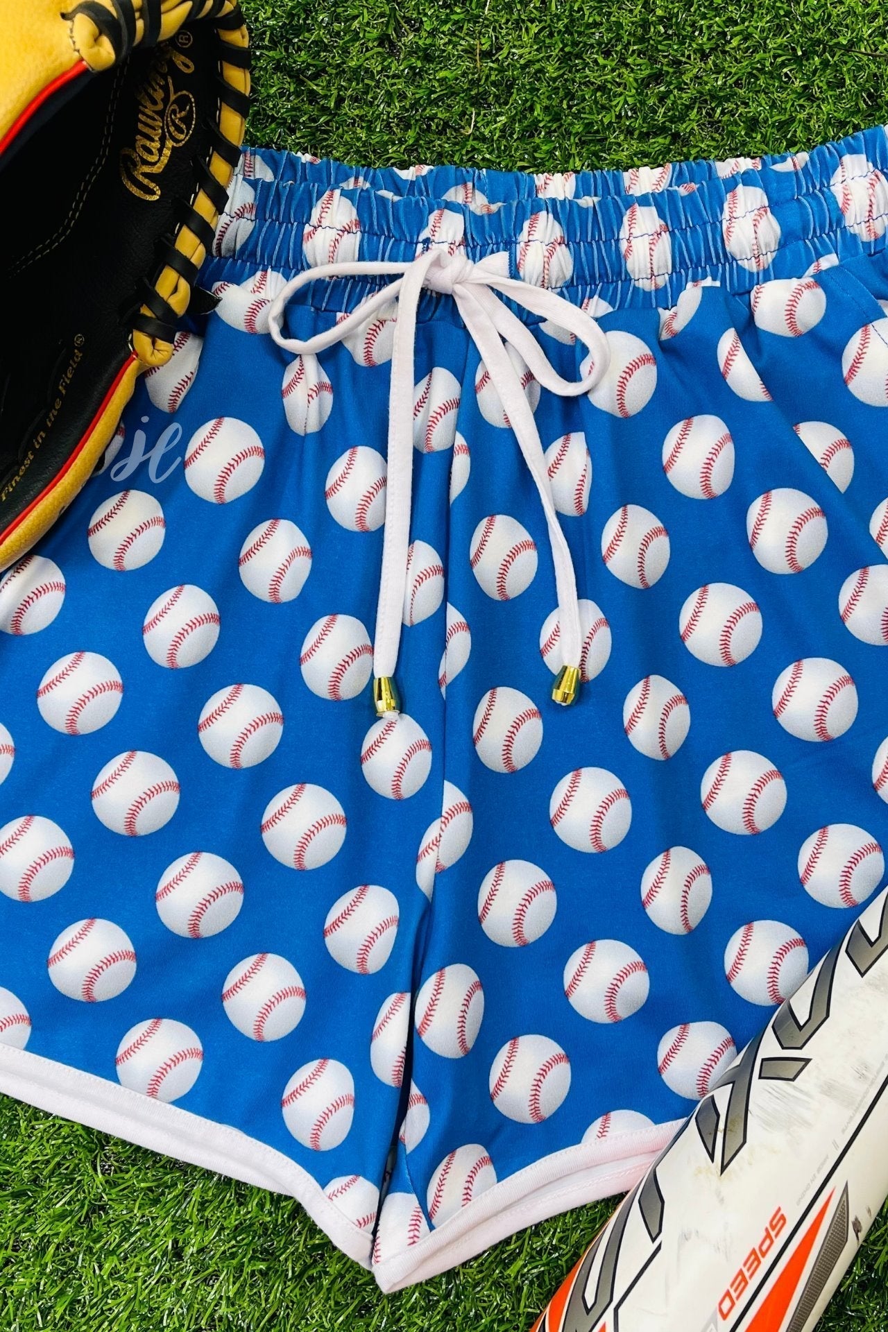 Baseball Everyday Drawstring Shorts-Shorts-Dear Me Southern Boutique, located in DeRidder, Louisiana