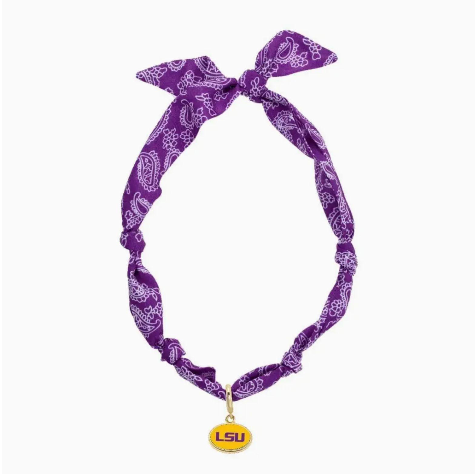 Baton Rouge Bandana LSU Paisley Scarf Necklace-Dear Me Southern Boutique, located in DeRidder, Louisiana