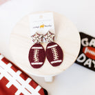 Beaded Football Dangles - Maroon/Merryville-Earrings-Dear Me Southern Boutique, located in DeRidder, Louisiana