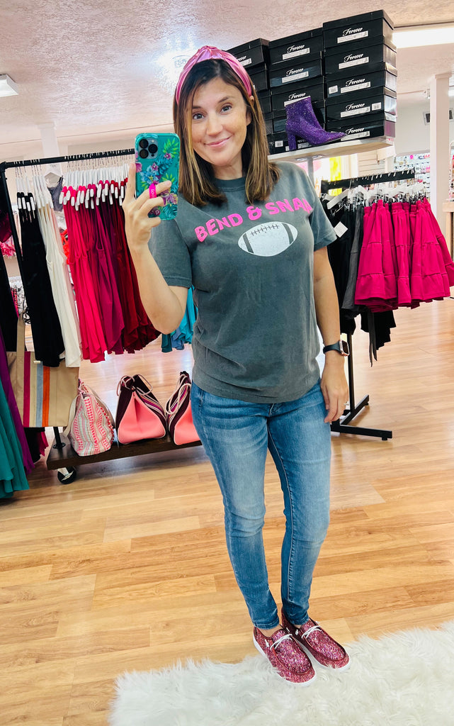 Bend & Snap Football Tee-Dear Me Southern Boutique, located in DeRidder, Louisiana