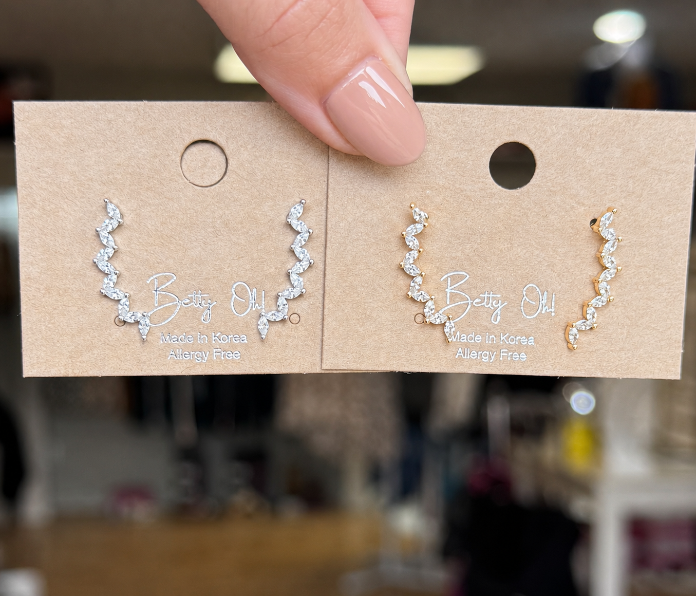 Betty Oh Crystal Curve Earrings-Earrings-Dear Me Southern Boutique, located in DeRidder, Louisiana