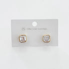 Bezel Diamond Stud Earrings - WATERPROOF-Presales-Dear Me Southern Boutique, located in DeRidder, Louisiana