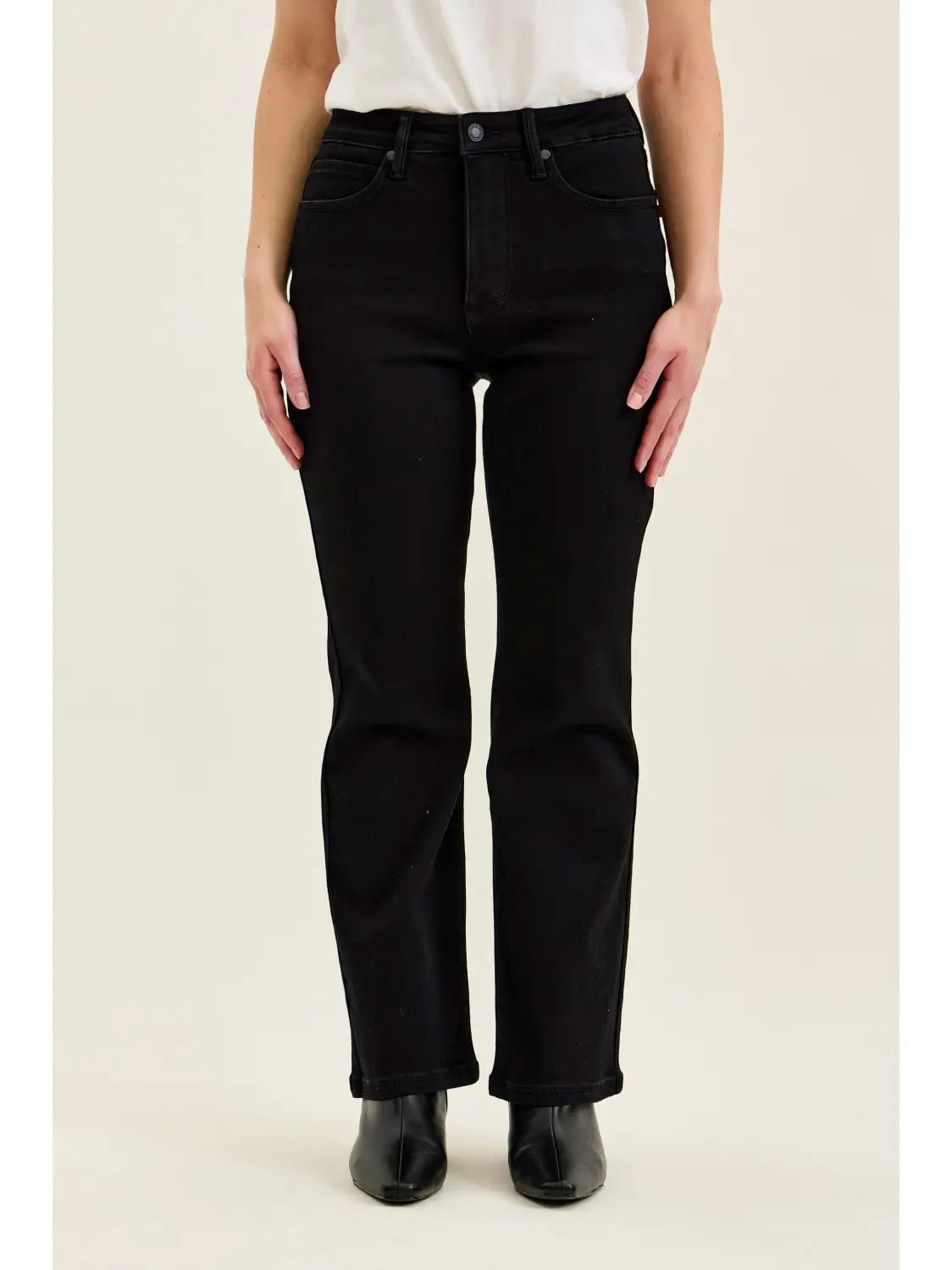 Black Beauty Petite Tummy Control Bootcut-Jeans-Dear Me Southern Boutique, located in DeRidder, Louisiana