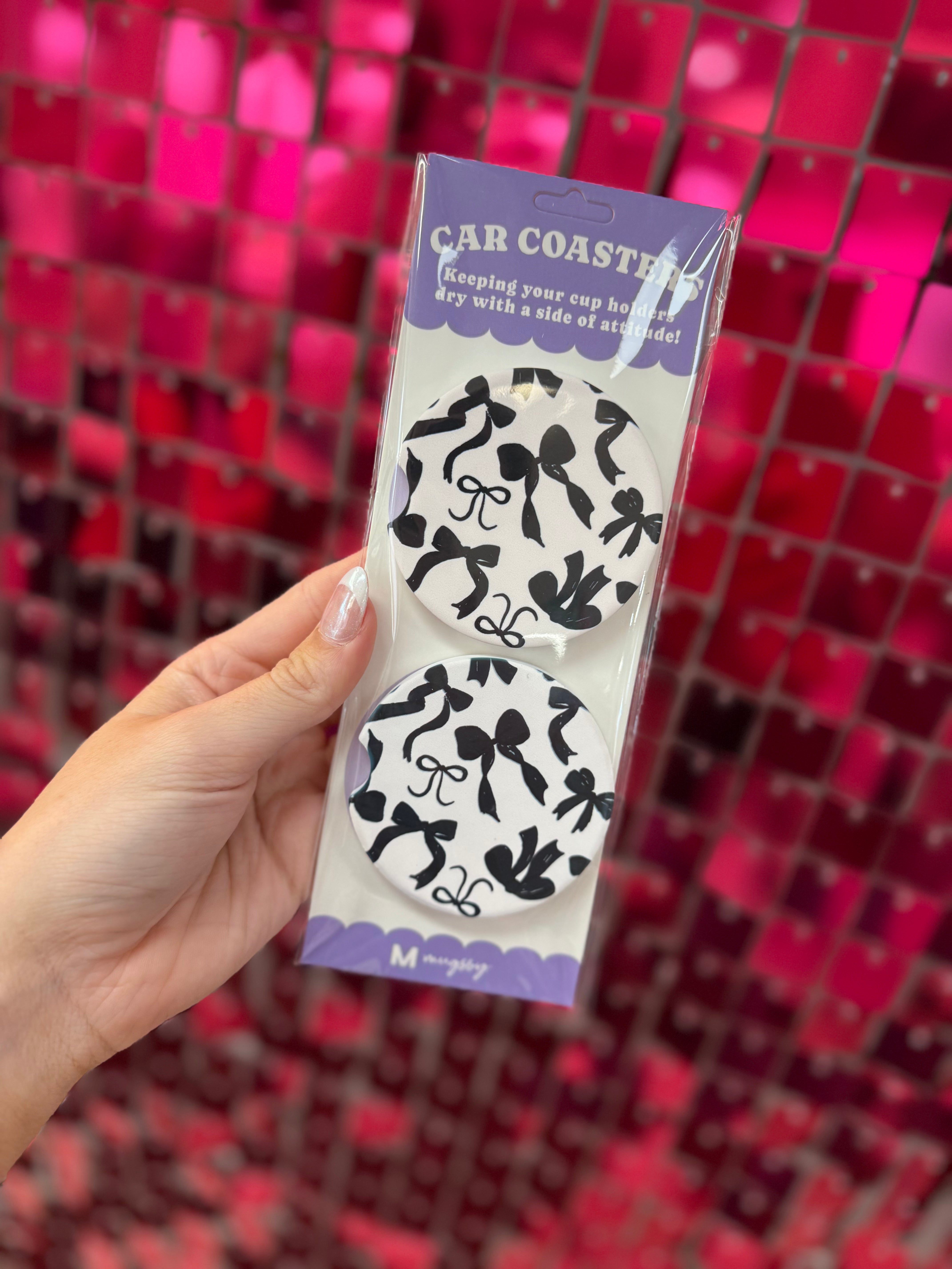 Black Bows Car Coasters-Coasters-Dear Me Southern Boutique, located in DeRidder, Louisiana