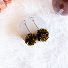 Black & Gold Pom Tinsel Dangles-Earrings-Dear Me Southern Boutique, located in DeRidder, Louisiana