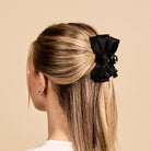 Black - Mini Satin Bougie Bow Claw Clip-Hair Clips-Dear Me Southern Boutique, located in DeRidder, Louisiana