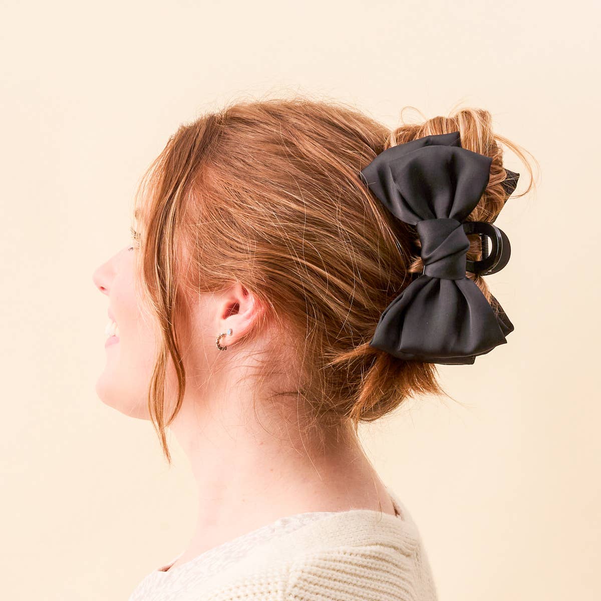 Black - Satin Bougie Bow Claw Clip-Hair Clips-Dear Me Southern Boutique, located in DeRidder, Louisiana