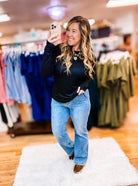 Blair Long Sleeve Top - Black-Blouses-Dear Me Southern Boutique, located in DeRidder, Louisiana