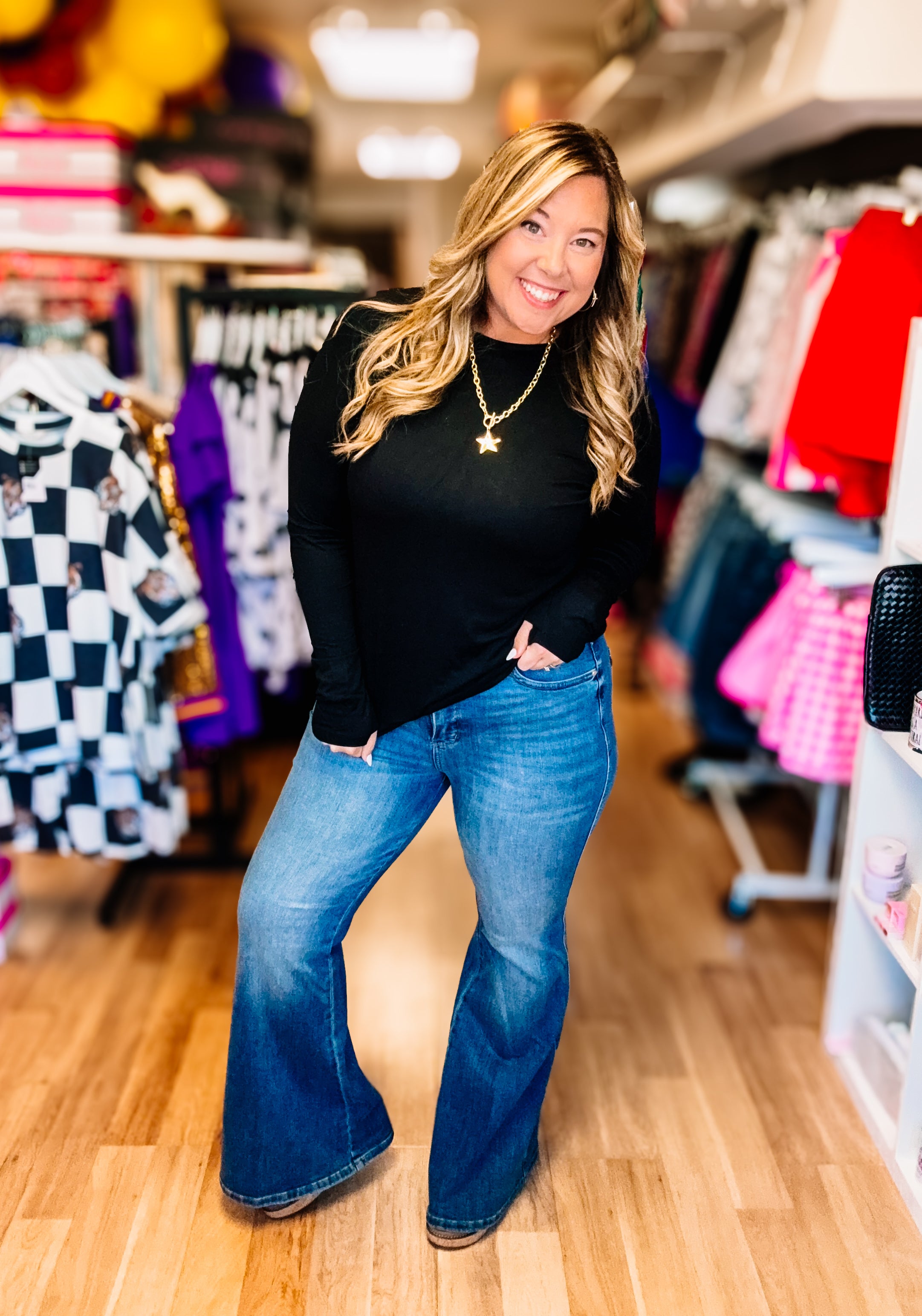 Blair Long Sleeve Top - Black-Blouses-Dear Me Southern Boutique, located in DeRidder, Louisiana