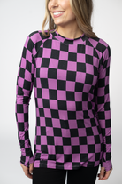 Blair Long Sleeve Top - Black and Purple Checkers-Tops-Dear Me Southern Boutique, located in DeRidder, Louisiana