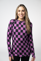 Blair Long Sleeve Top - Black and Purple Checkers-Tops-Dear Me Southern Boutique, located in DeRidder, Louisiana