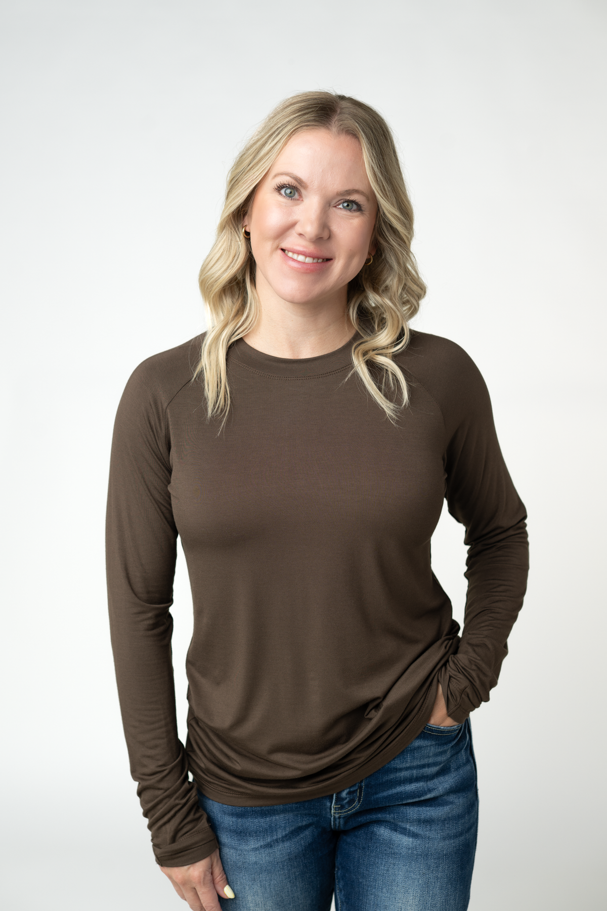 Blair Long Sleeve Top - Brown-Presales-Dear Me Southern Boutique, located in DeRidder, Louisiana