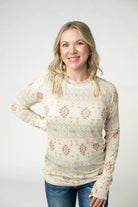 Blair Long Sleeve Top - Desert Geometric-Presales-Dear Me Southern Boutique, located in DeRidder, Louisiana