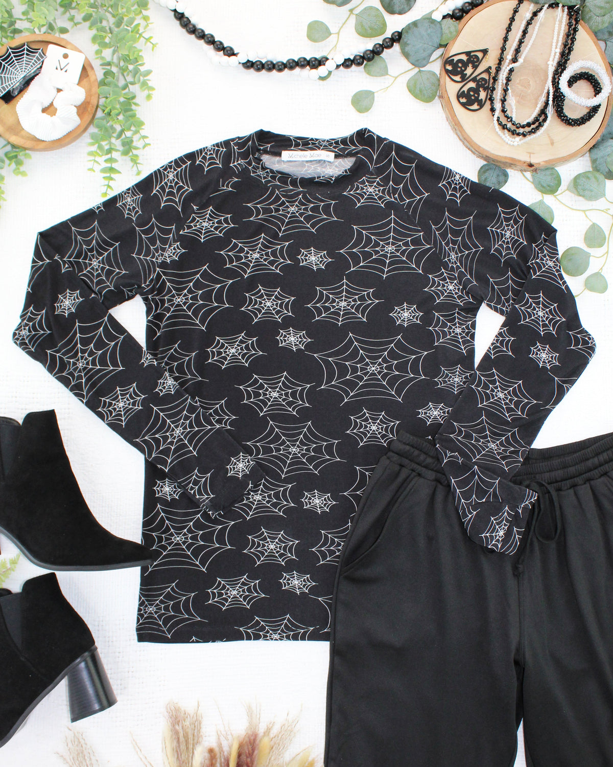 Blair Long Sleeve Top - Midnight Webs-Presales-Dear Me Southern Boutique, located in DeRidder, Louisiana