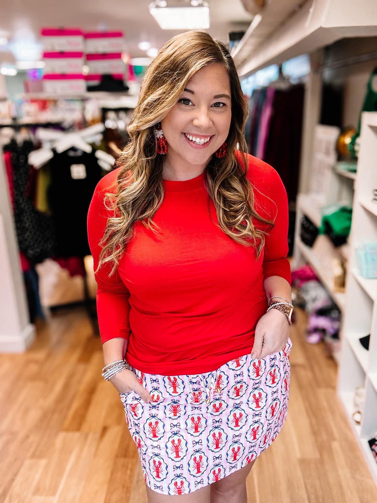 Blair Long Sleeve Top — Red-Long Sleeves-Dear Me Southern Boutique, located in DeRidder, Louisiana