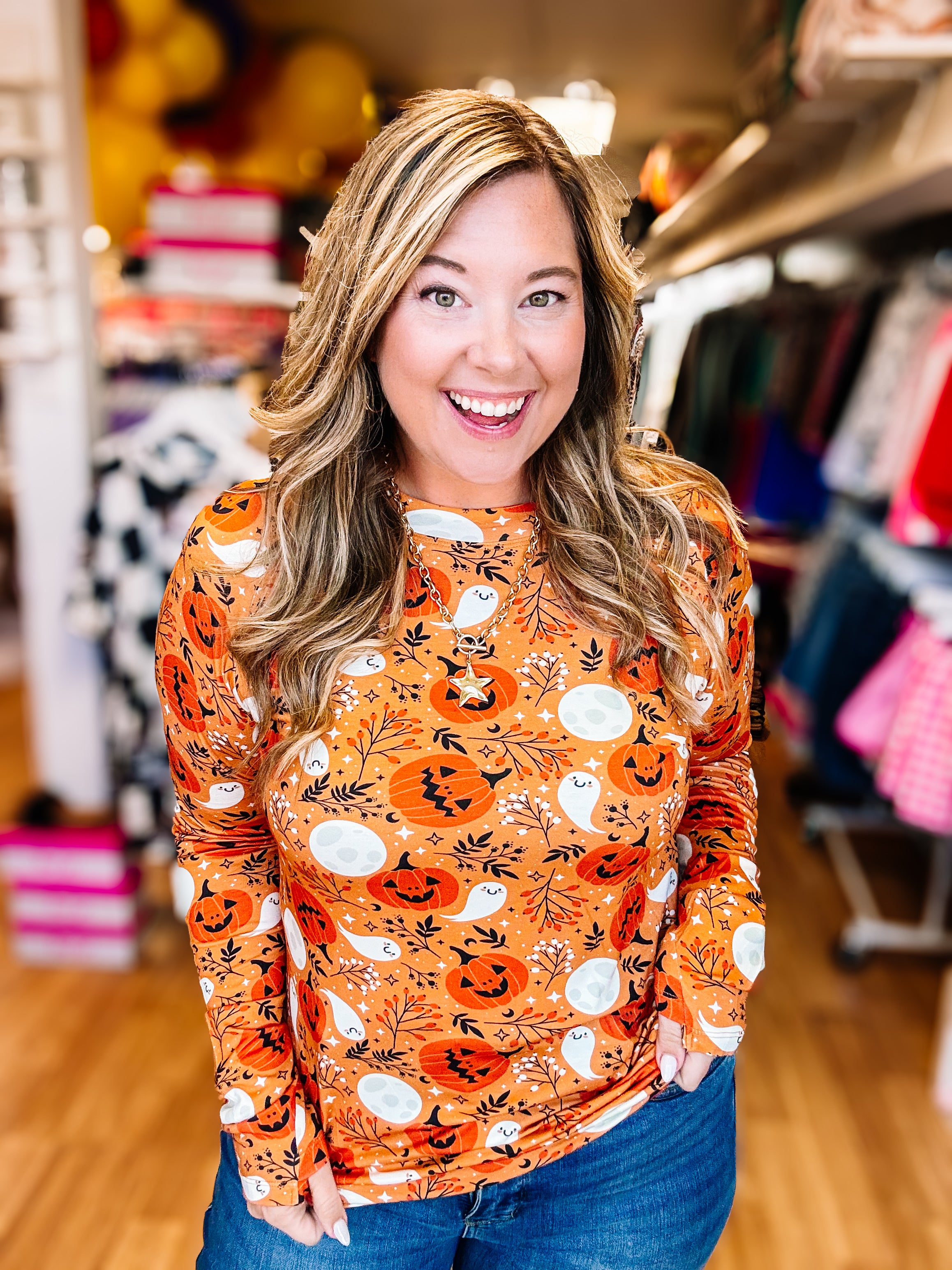 Blair Long Sleeve Top - Spooky Autumn-Blouses-Dear Me Southern Boutique, located in DeRidder, Louisiana